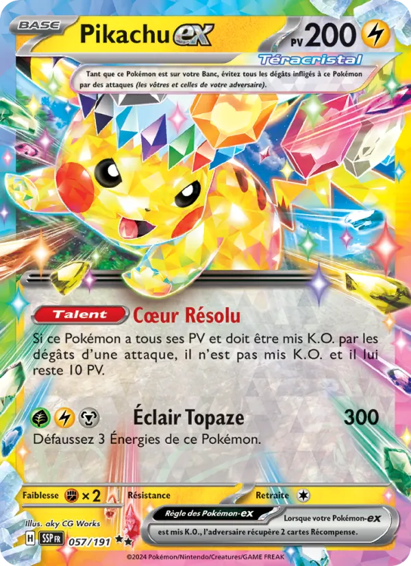 Carte Pikachu-ex de l'extension Étincelles Déferlantes, numéro 057/191