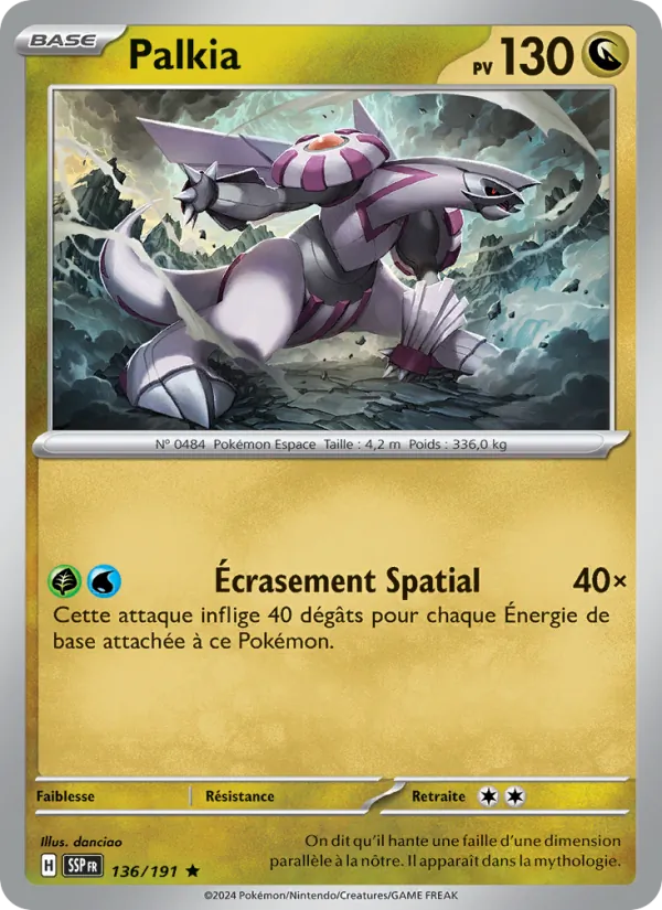 Carte Palkia de l'extension Étincelles Déferlantes, numéro 136/191