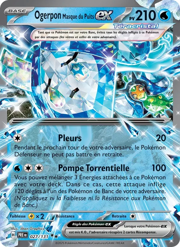 Carte Ogerpon Masque du Puits-ex de l'extension Évolutions Prismatiques, numéro 027/131
