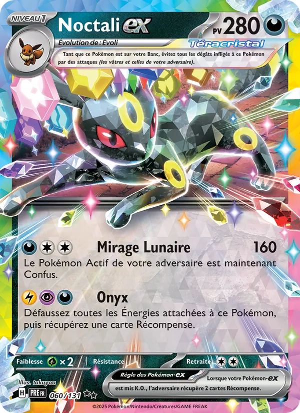 Carte Noctali-ex de l'extension Évolutions Prismatiques, numéro 060/131