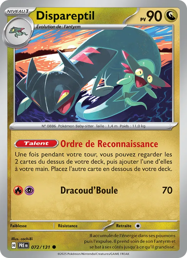 Carte Dispareptil de l'extension Évolutions Prismatiques, numéro 072/131