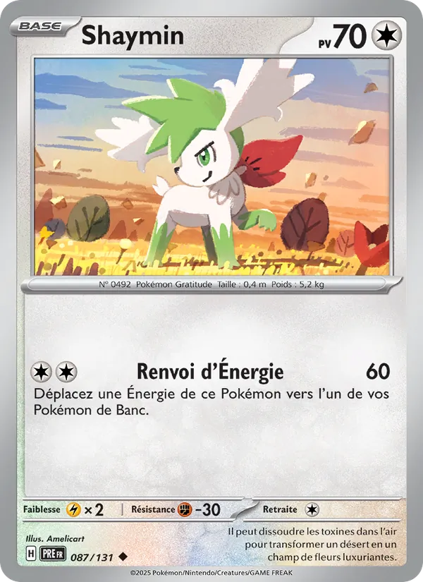 Carte Shaymin de l'extension Évolutions Prismatiques, numéro 087/131