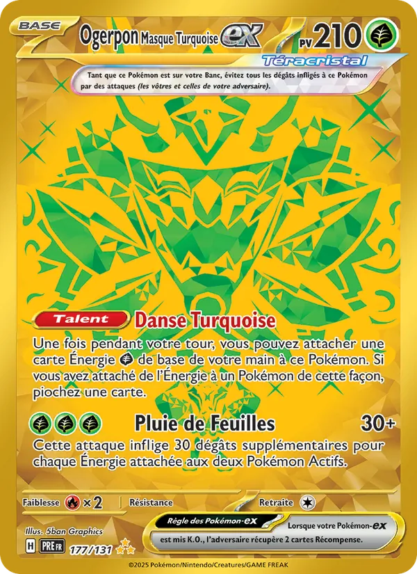 Carte Ogerpon Masque Turquoise-ex de l'extension Évolutions Prismatiques, numéro 177/131