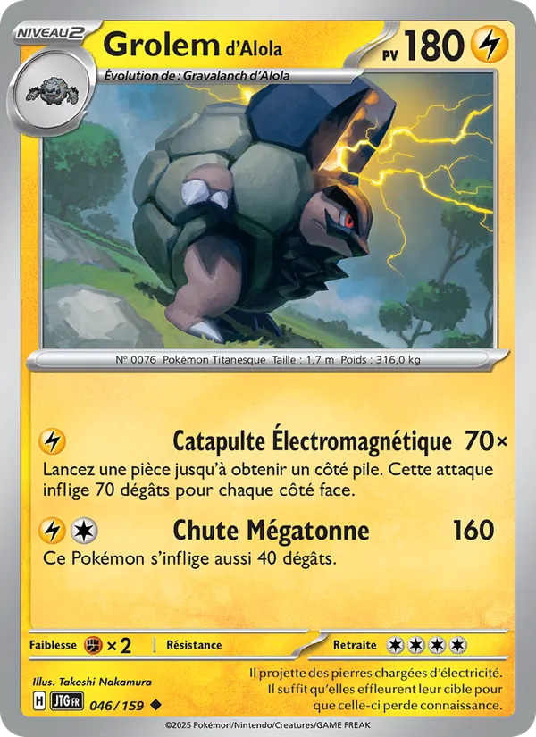 Carte Grolem d'Alola de l'extension Aventures Ensemble, numéro 046/159