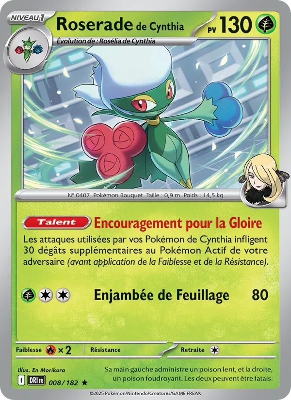 Carte Roserade de Cynthia de l'extension Rivalités Destinées, numéro 008/182