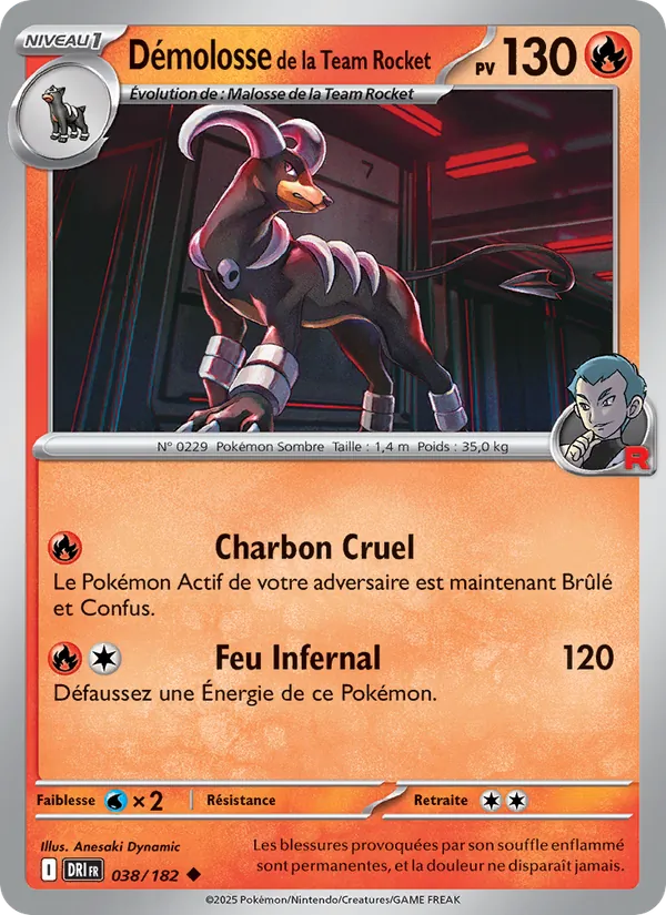 Carte Démolosse de la Team Rocket de l'extension Rivalités Destinées, numéro 038/182