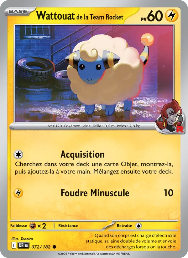 Carte Wattouat de la Team Rocket de l'extension Rivalités Destinées, numéro 072/182