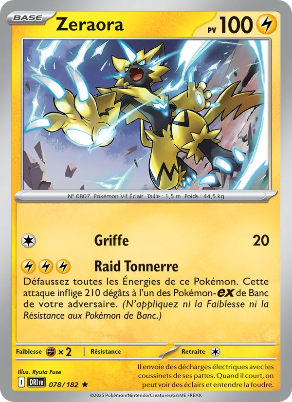Carte Zeraora de l'extension Rivalités Destinées, numéro 078/182