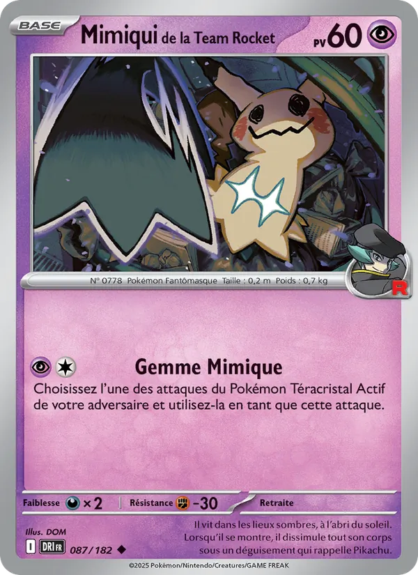Carte Mimiqui de la Team Rocket de l'extension Rivalités Destinées, numéro 087/182