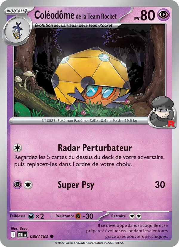 Carte Coléodôme de la Team Rocket de l'extension Rivalités Destinées, numéro 088/182