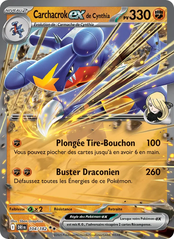 Carte Carchacrok-ex de Cynthia de l'extension Rivalités Destinées, numéro 104/182