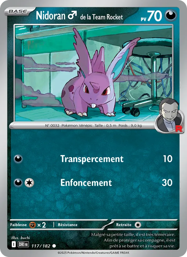 Carte Nidoran♂ de la Team Rocket de l'extension Rivalités Destinées, numéro 117/182