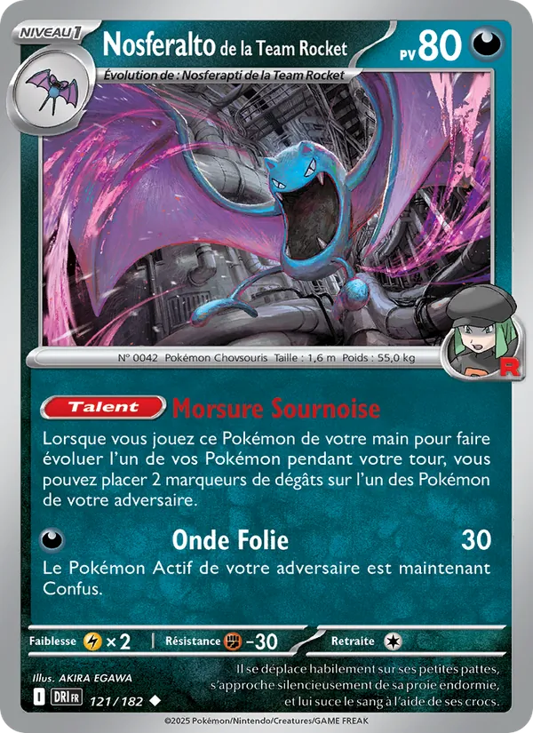 Carte Nosferalto de la Team Rocket de l'extension Rivalités Destinées, numéro 121/182