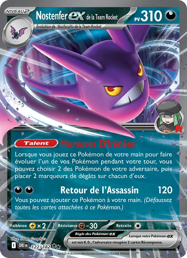 Carte Nostenfer-ex de la Team Rocket de l'extension Rivalités Destinées, numéro 122/182