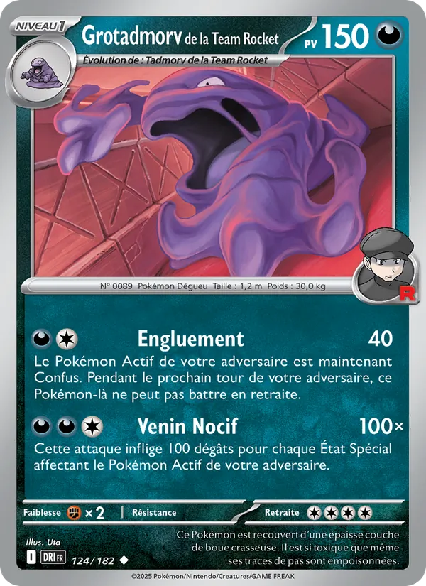 Carte Grotadmorv de la Team Rocket de l'extension Rivalités Destinées, numéro 124/182