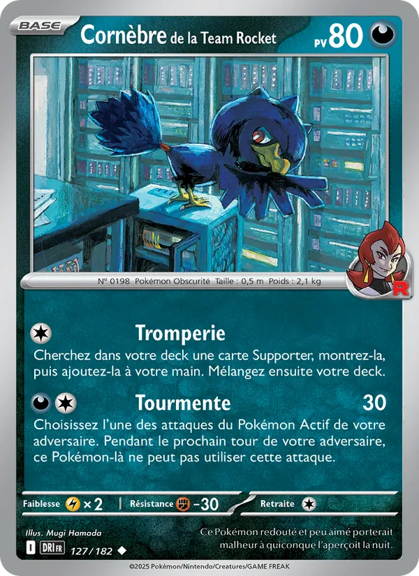 Carte Cornèbre de la Team Rocket de l'extension Rivalités Destinées, numéro 127/182