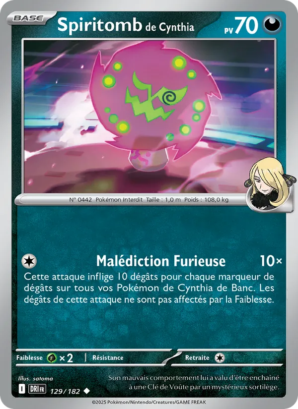 Carte Spiritomb de Cynthia de l'extension Rivalités Destinées, numéro 129/182