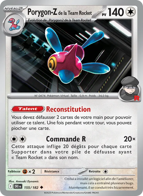 Carte Porygon-Z de la Team Rocket de l'extension Rivalités Destinées, numéro 155/182