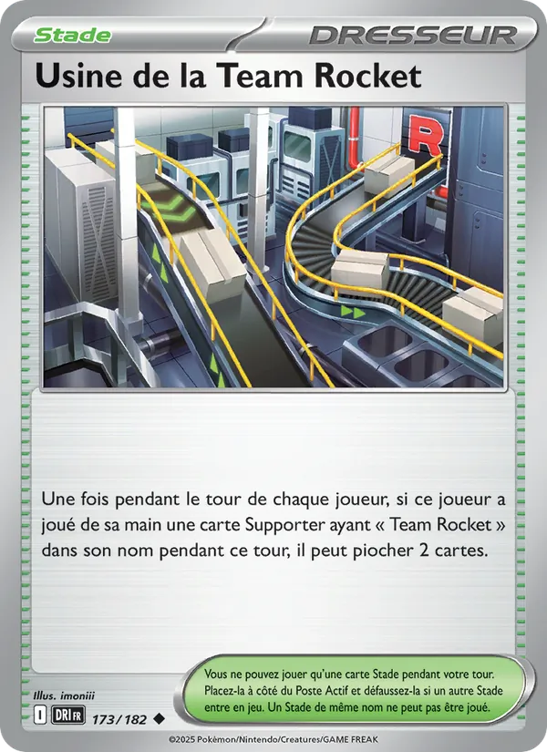 Carte Usine de la Team Rocket de l'extension Rivalités Destinées, numéro 173/182