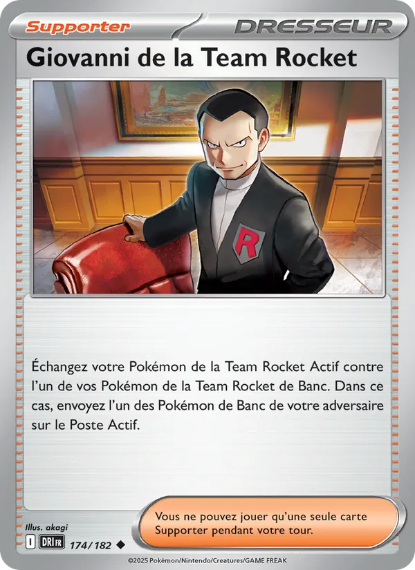 Carte Giovanni de la Team Rocket de l'extension Rivalités Destinées, numéro 174/182