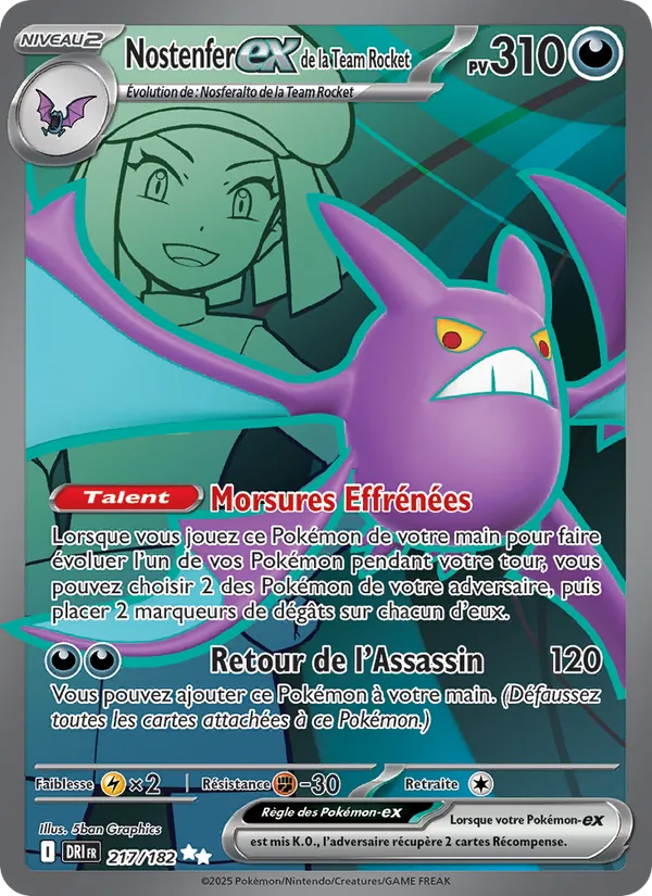 Carte Nostenfer-ex de la Team Rocket de l'extension Rivalités Destinées, numéro 217/182