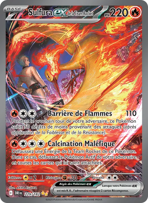Carte Sulfura-ex de la Team Rocket de l'extension Rivalités Destinées, numéro 229/182