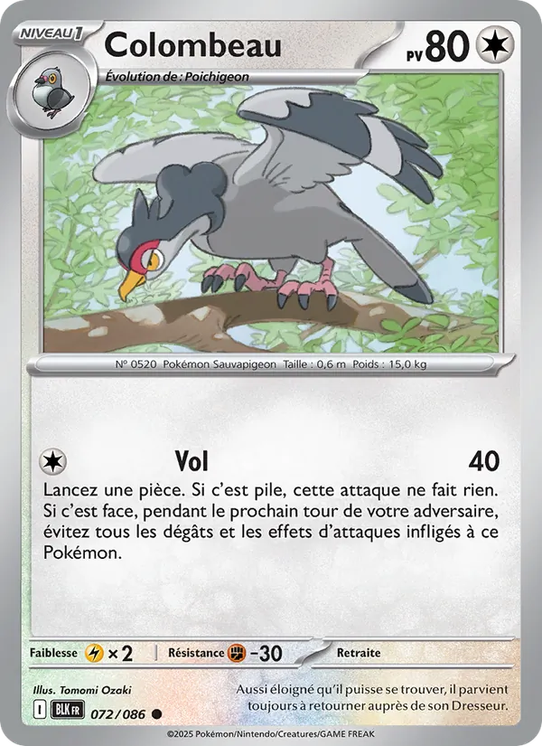 Carte Colombeau de l'extension Foudre Noire, numéro 072/86