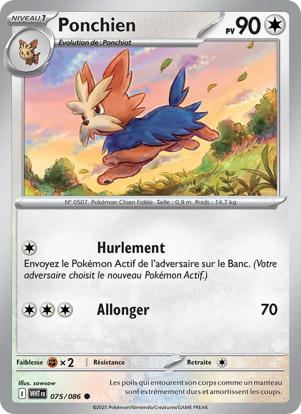 Carte Ponchien de l'extension Flamme Blanche, numéro 075/86