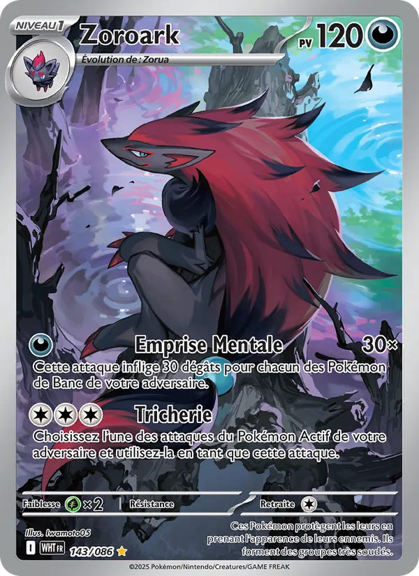 Carte Zoroark de l'extension Flamme Blanche, numéro 143/86