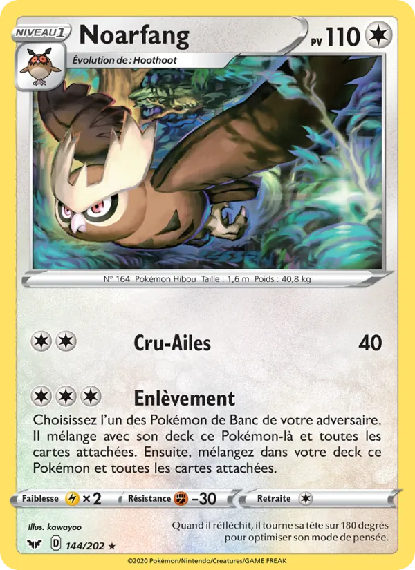 Carte Noarfang de l'extension Épée et Bouclier, numéro 144/202