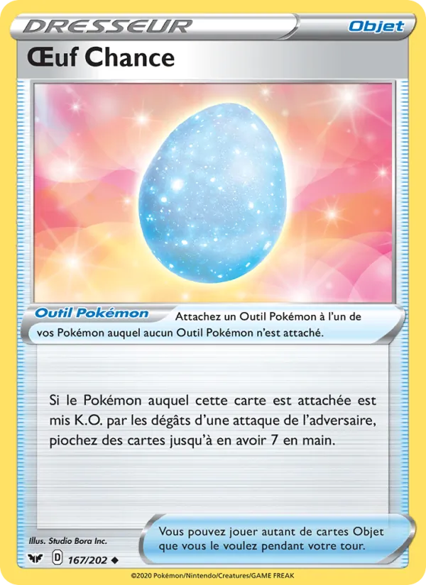 Carte Œuf Chance de l'extension Épée et Bouclier, numéro 167/202