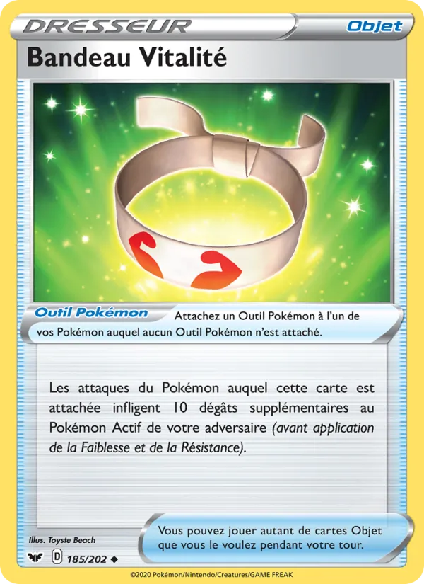 Carte Bandeau Vitalité de l'extension Épée et Bouclier, numéro 185/202