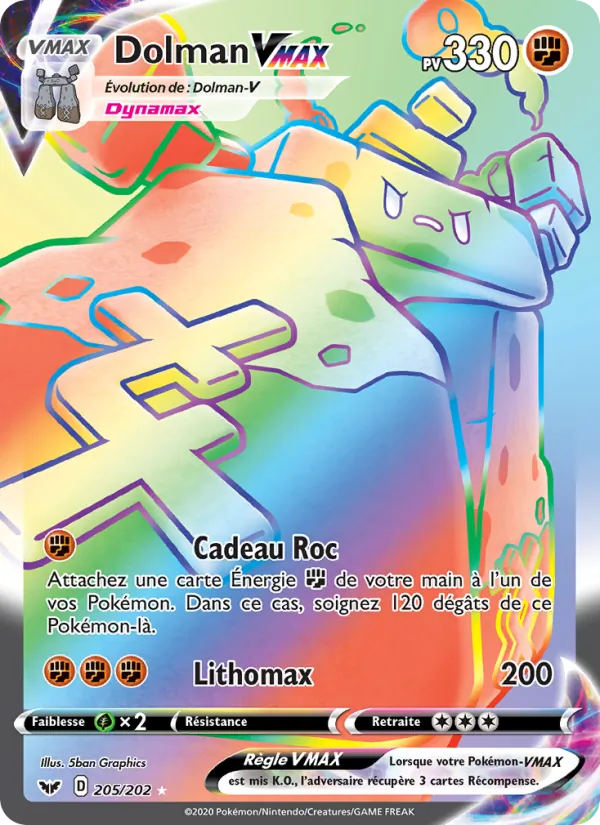 Carte Dolman VMAX de l'extension Épée et Bouclier, numéro 205/202