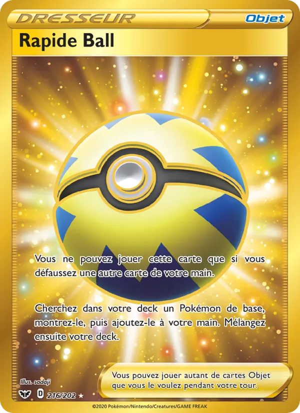Carte Rapide Ball de l'extension Épée et Bouclier, numéro 216/202