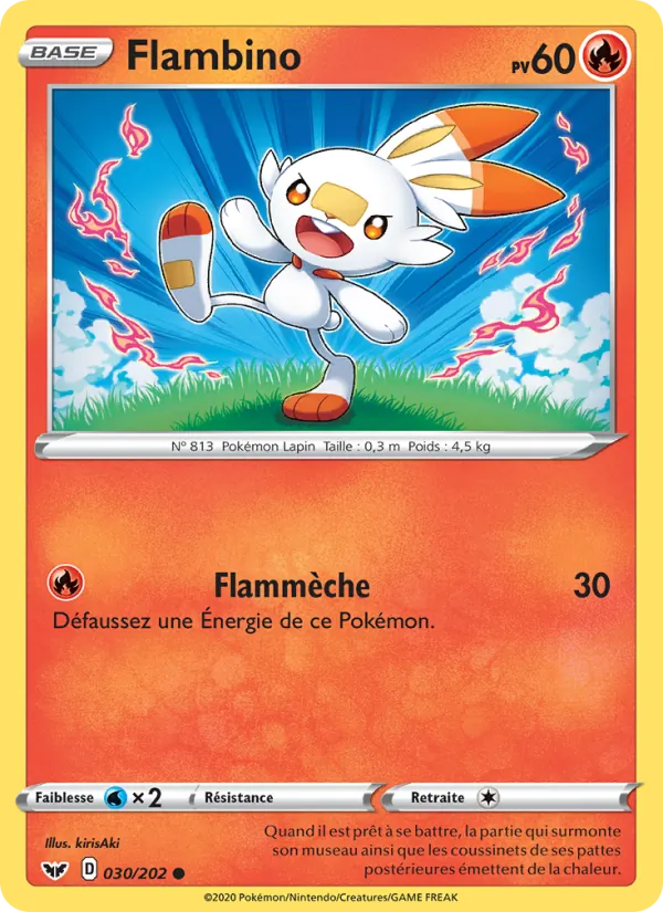 Carte Flambino de l'extension Épée et Bouclier, numéro 30/202
