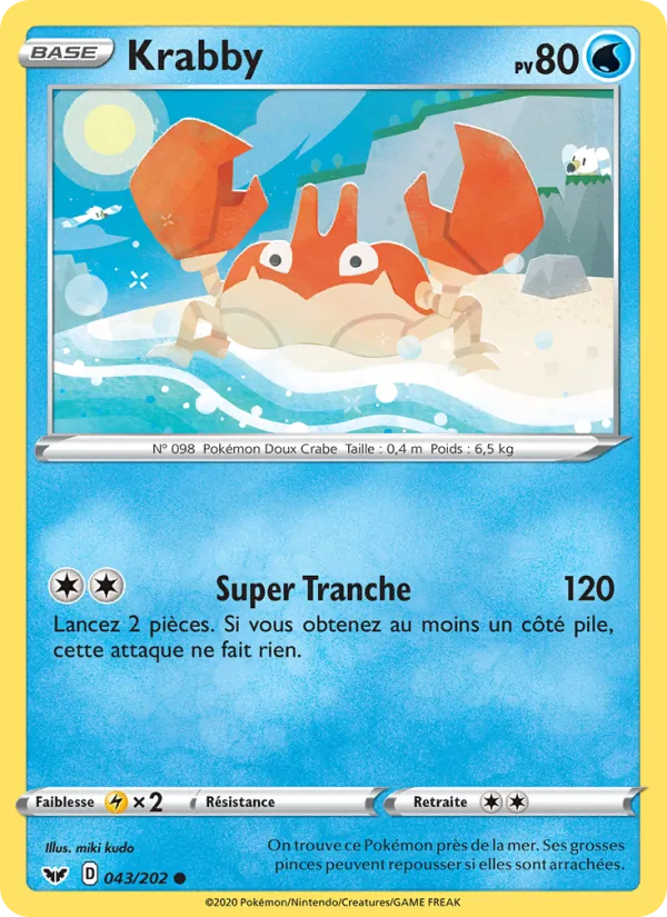 Carte Krabby de l'extension Épée et Bouclier, numéro 43/202