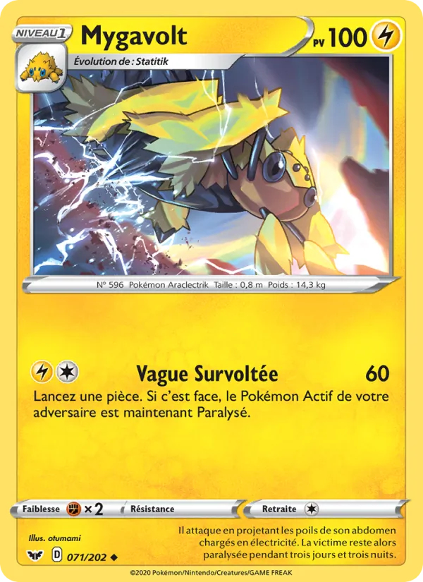 Carte Mygavolt de l'extension Épée et Bouclier, numéro 71/202
