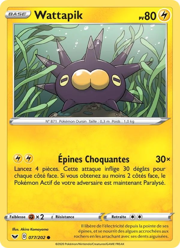 Carte Wattapik de l'extension Épée et Bouclier, numéro 77/202