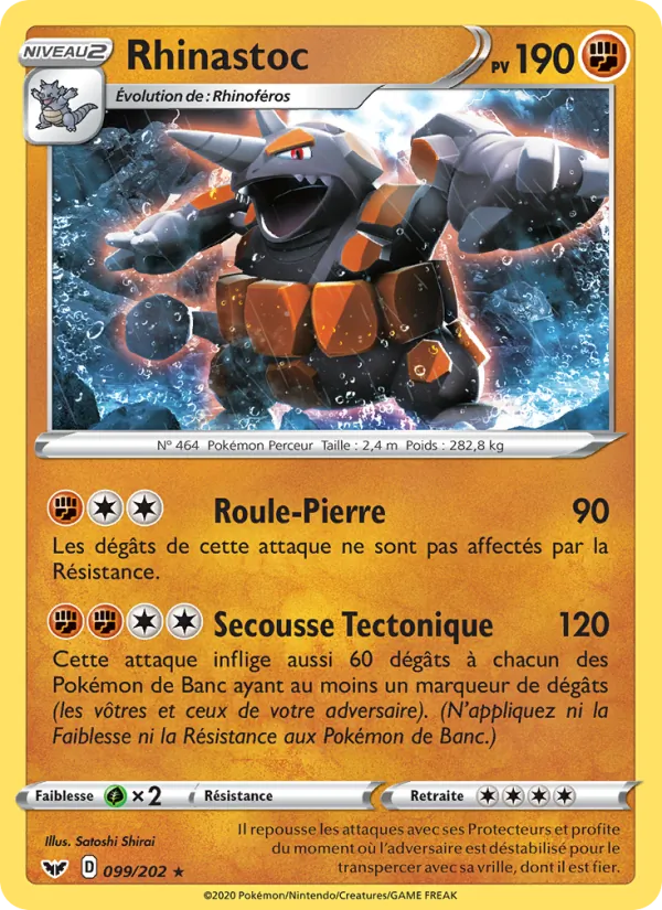Carte Rhinastoc de l'extension Épée et Bouclier, numéro 99/202