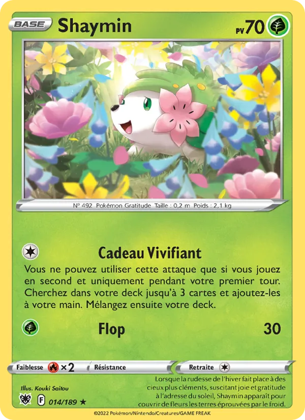 Carte Shaymin de l'extension Astres Radieux, numéro 014/189