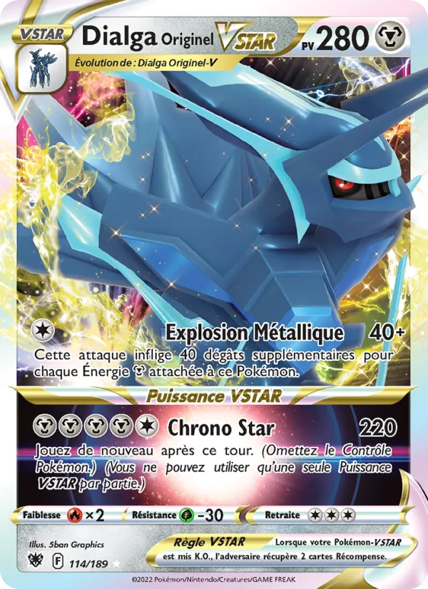 Carte Dialga Originel VSTAR de l'extension Astres Radieux, numéro 114/189
