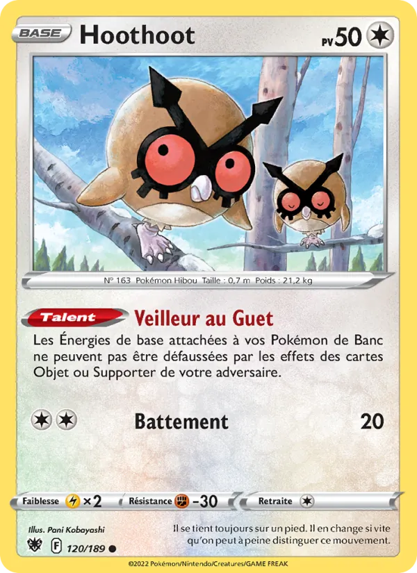 Carte Hoothoot de l'extension Astres Radieux, numéro 120/189