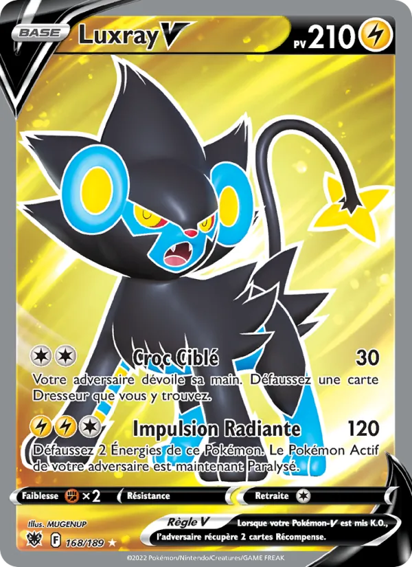 Carte Luxray V de l'extension Astres Radieux, numéro 168/189