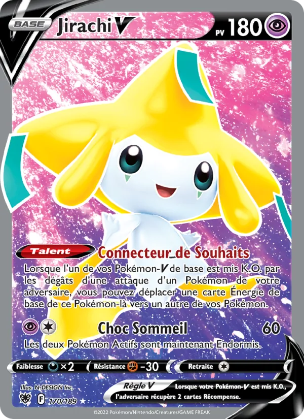 Carte Jirachi V de l'extension Astres Radieux, numéro 170/189