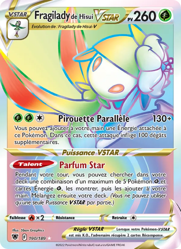 Carte Fragilady de Hisui VSTAR de l'extension Astres Radieux, numéro 190/189