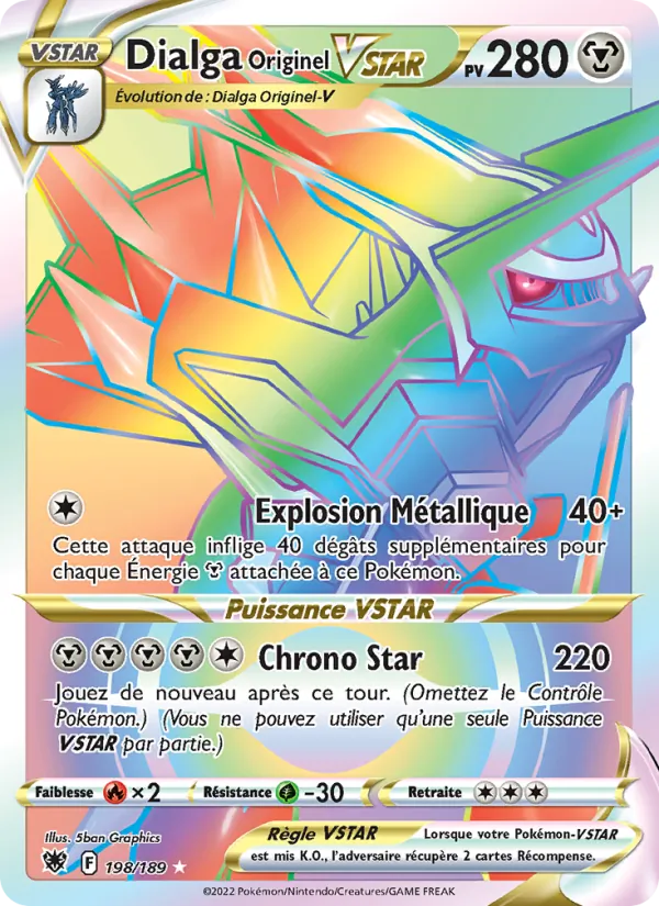Carte Dialga Originel VSTAR de l'extension Astres Radieux, numéro 198/189