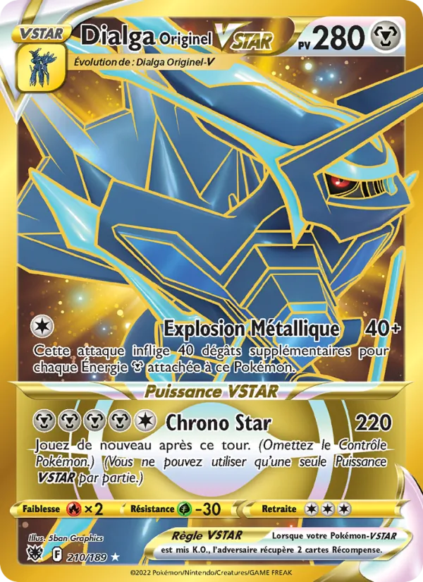 Carte Dialga Originel VSTAR de l'extension Astres Radieux, numéro 210/189