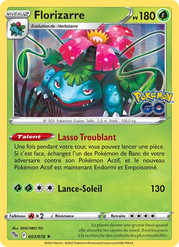 Carte Florizarre de l'extension Pokémon GO, numéro 003/78
