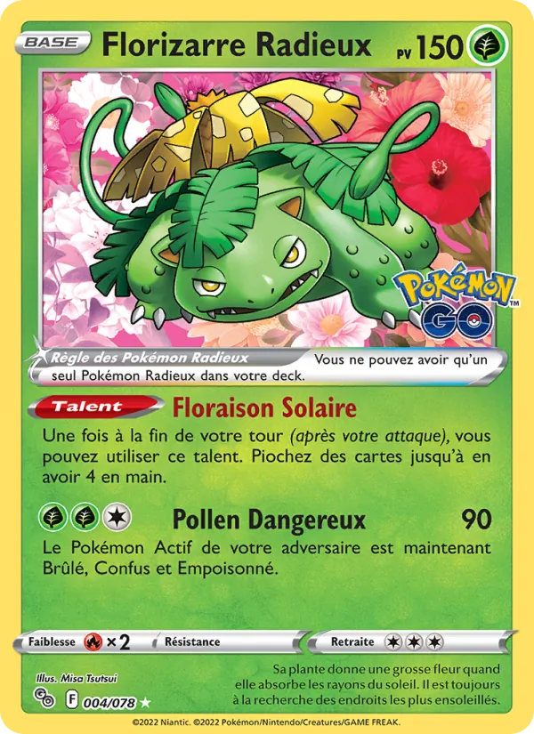 Carte Florizarre Radieux de l'extension Pokémon GO, numéro 004/78