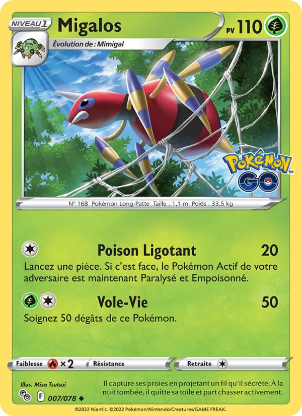 Carte Migalos de l'extension Pokémon GO, numéro 007/78